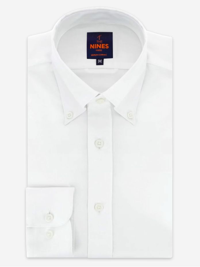 Camicia collo button-down in oxford bianco