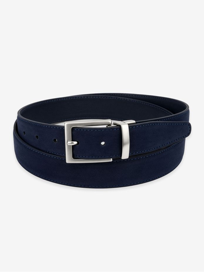 Cintura reversibile blu navy pelle e nabuk - Clint