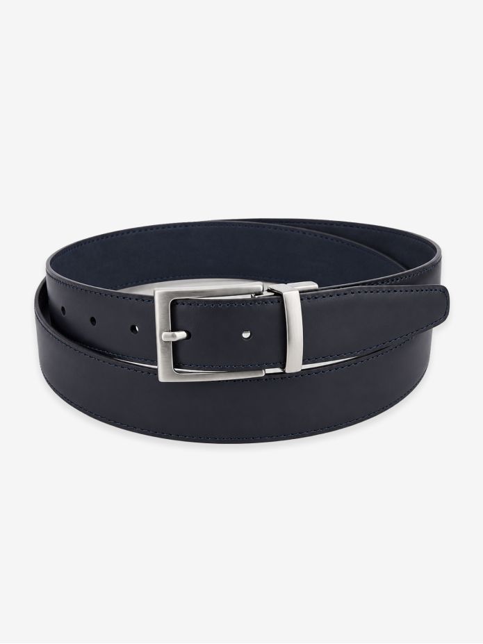 Cintura reversibile blu navy pelle e nabuk - Clint