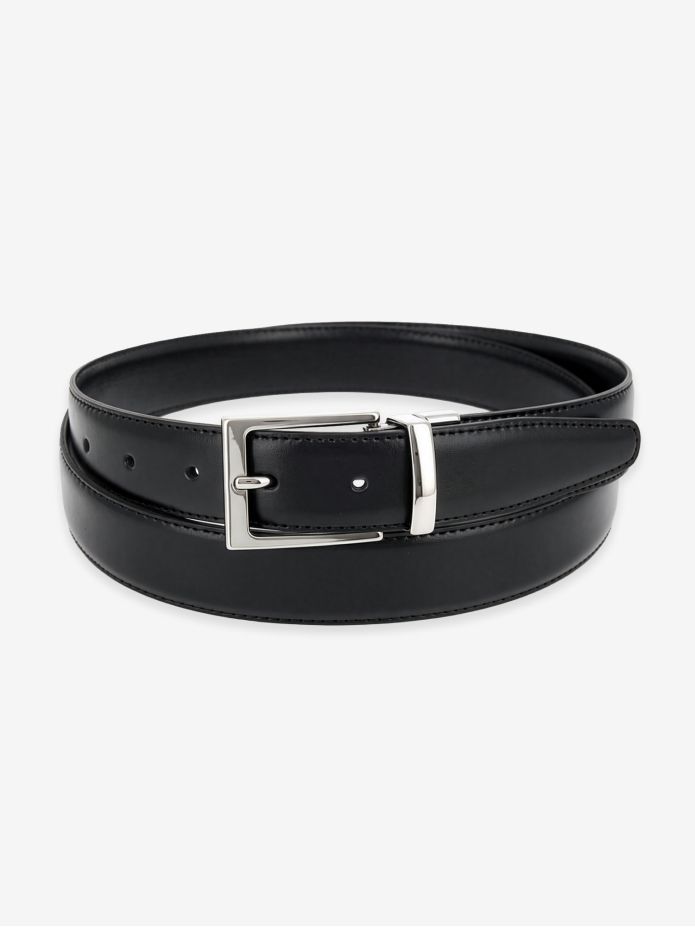 Cintura reversibile nera e blu marine - James