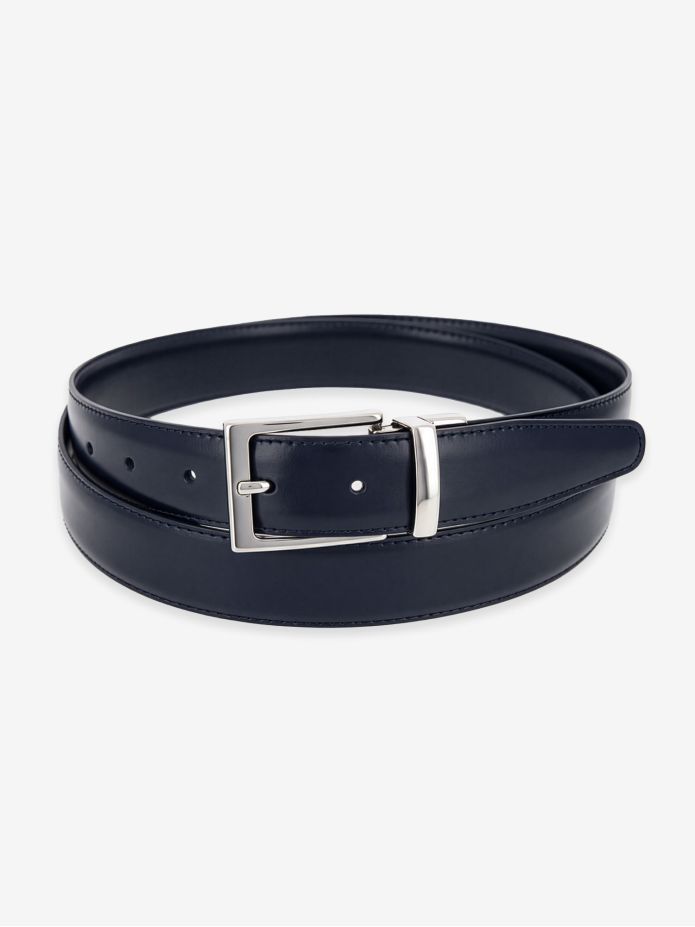 Cintura reversibile nera e blu marine - James