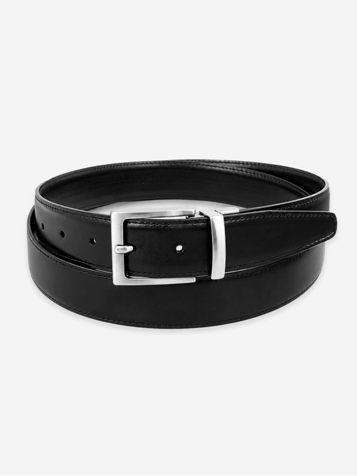 Cintura reversibile nera cuoio e nubuck - Clint