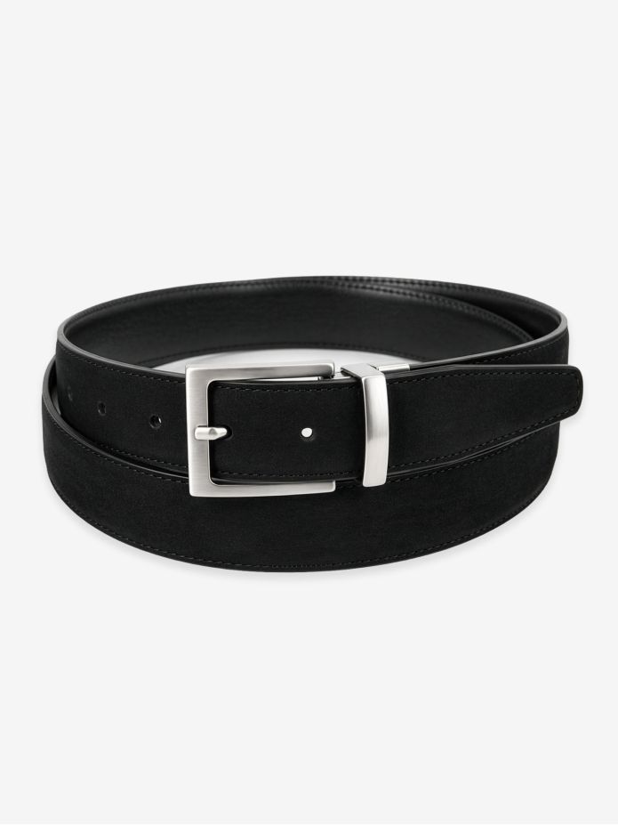 Cintura reversibile nera cuoio e nubuck - Clint