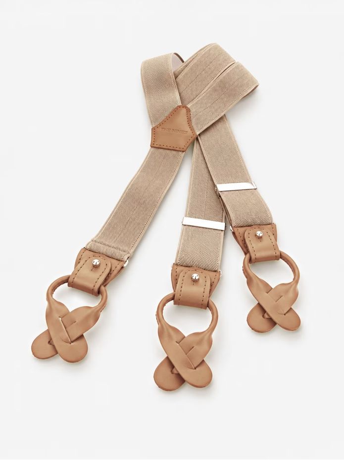 Bretelle uomo beige a bottoni