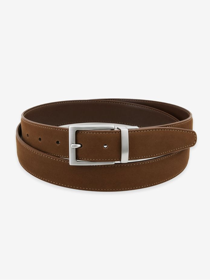 Cintura reversibile marrone pelle e nabuk - Clint