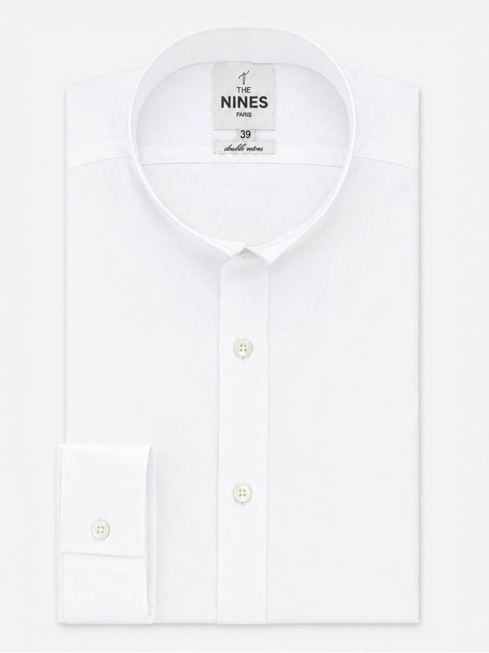 Camicia collo rovesciato in lino bianca
