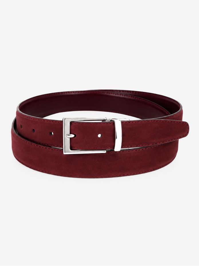 Cintura reversibile bordeaux pelle e nabuk - Clint