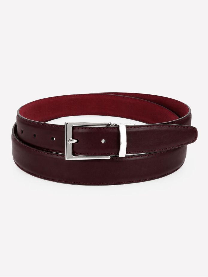Cintura reversibile bordeaux pelle e nabuk - Clint