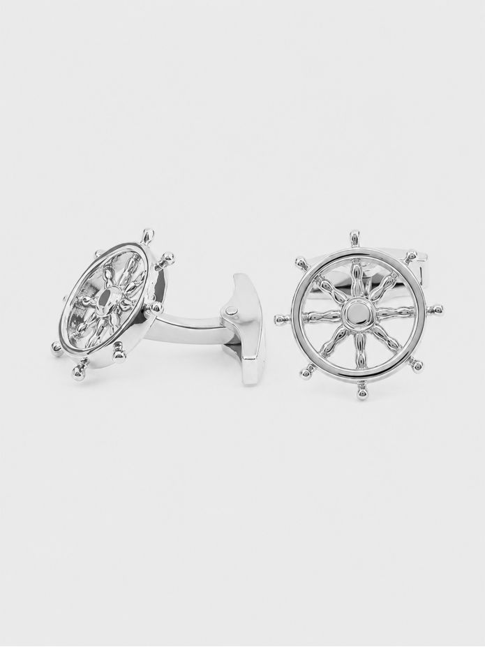 Gemelli argento massiccio timone