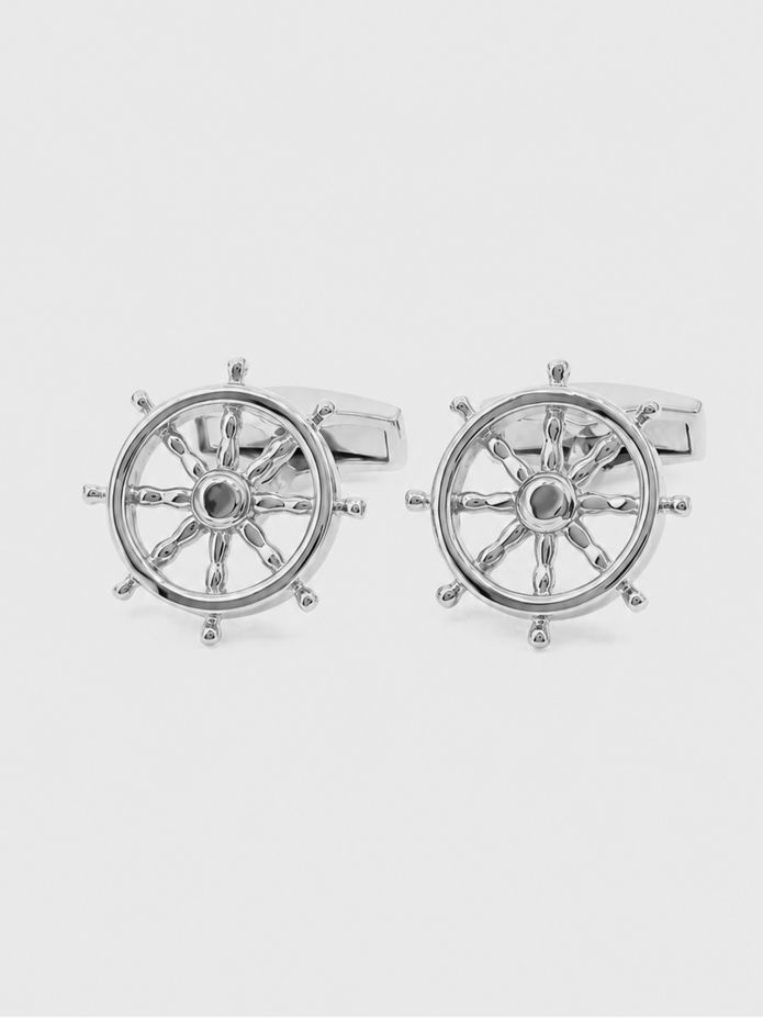 Gemelli argento massiccio timone