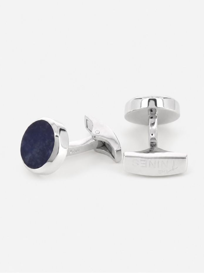 Gemelli argento massiccio rotondi sodalite Saint-Honoré