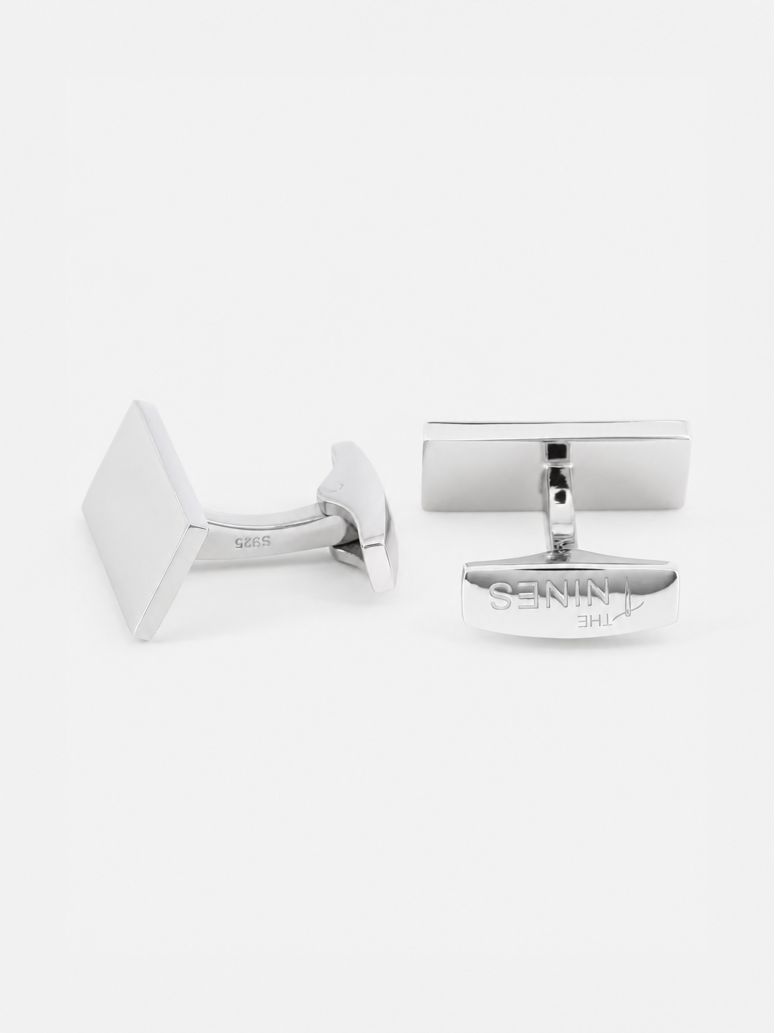 Gemelli argento massiccio rettangolari brompton