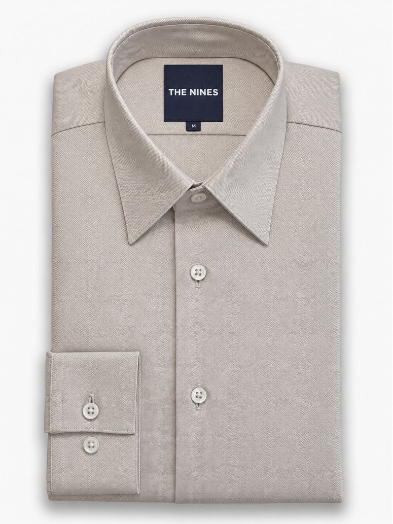 Camicia collo francese anti-piega in Royal Oxford marrone