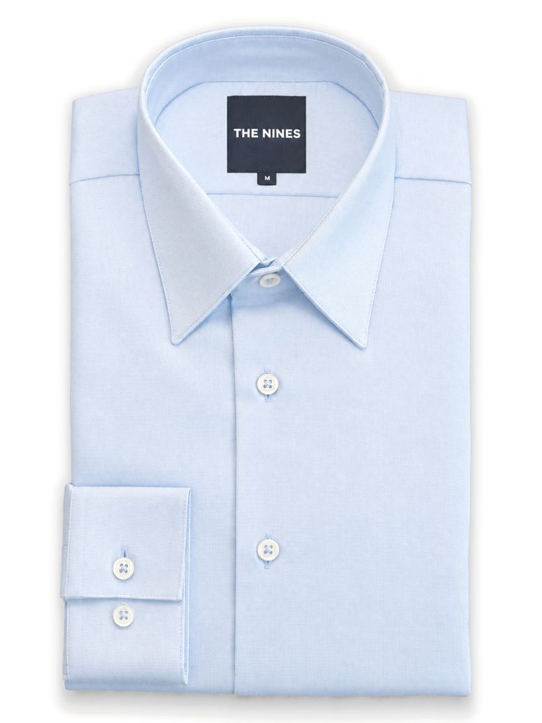 Camicia collo francese anti-piega in Royal Oxford blu cielo