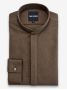 Camicia collo alla coreana in flanella marrone