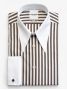 Camicia a righe marroni con colletto a punta spearpoint