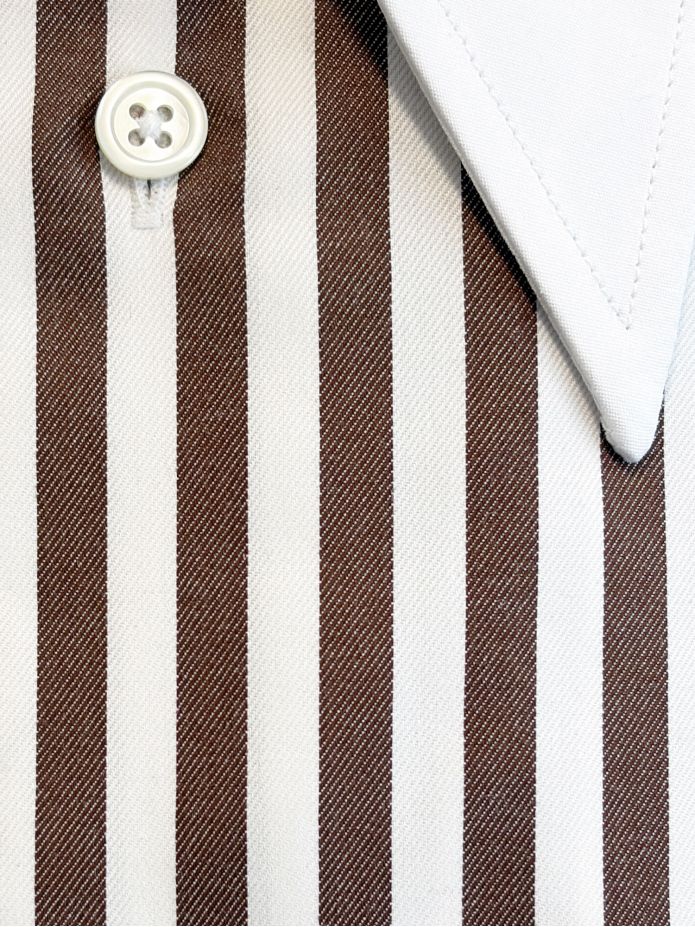 Camicia Colletto a Punta Rigata Marrone Pm Cormac