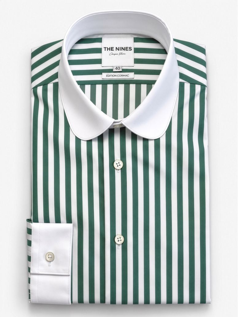 Camicia collo tondo (club) a righe verdi