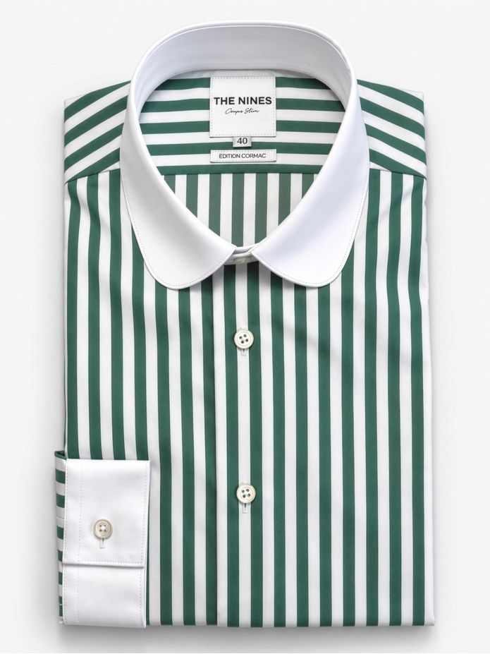 Camicia collo tondo (club) a righe verdi