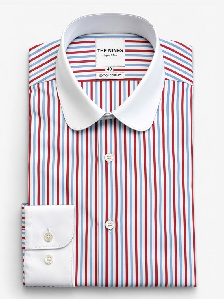 Camicia collo tondo (club) a righe tricolori