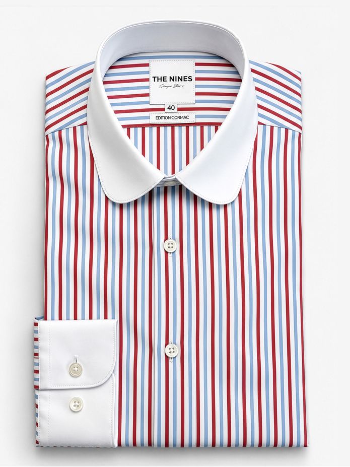 Camicia collo tondo (club) a righe tricolori