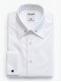 Camicia bianca anti-grinze con collo a spillo in ottone dorato e polsini gemelli