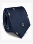 Cravatta in seta blu navy con motivi a leone
