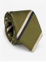 Cravatta club in seta verde a righe blu navy e crema