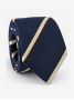 Cravatta club in seta blu navy a righe marroni e crema