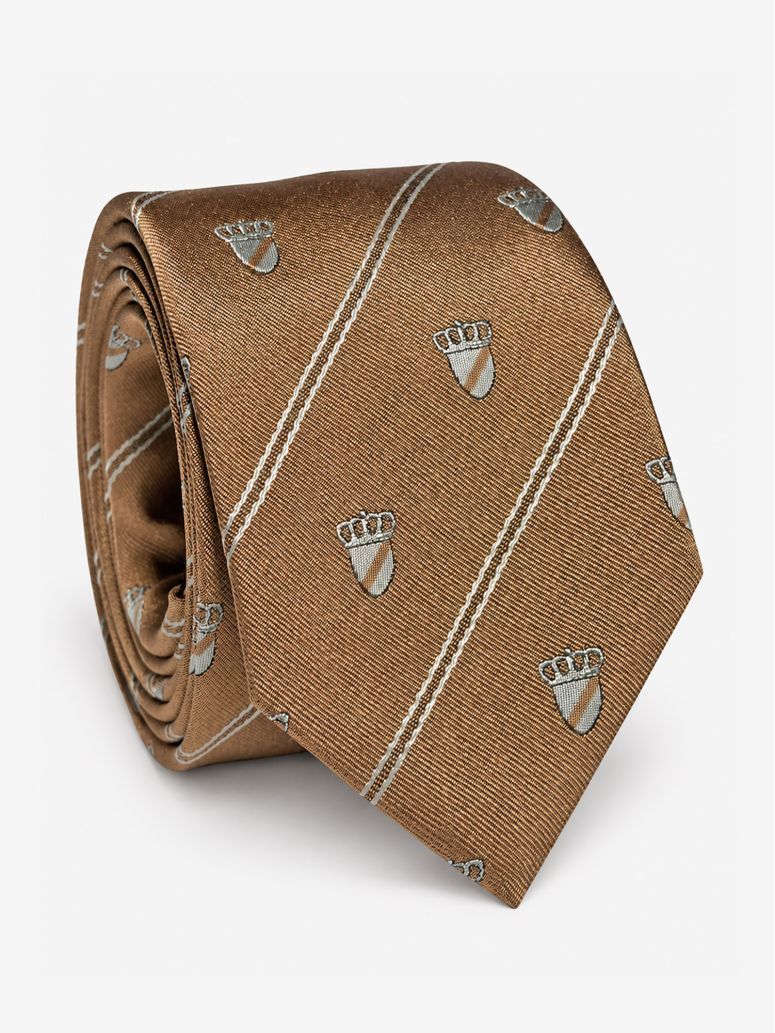 Cravatta Beige con Motivo Stemma