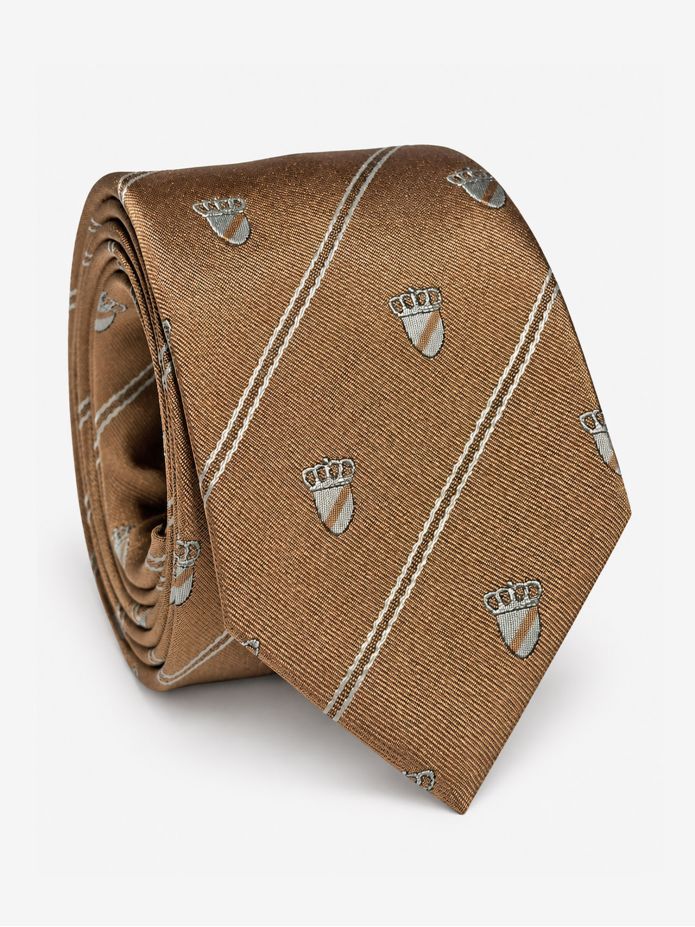Cravatta Beige con Motivo Stemma