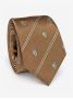 Cravatta in seta beige con motivi a stemma