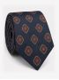 Cravatta in seta blu navy con motivi rétro