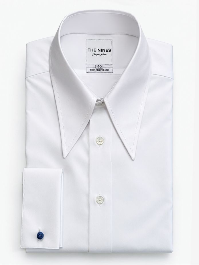 Camicia infroissable collo a punte in popeline bianco