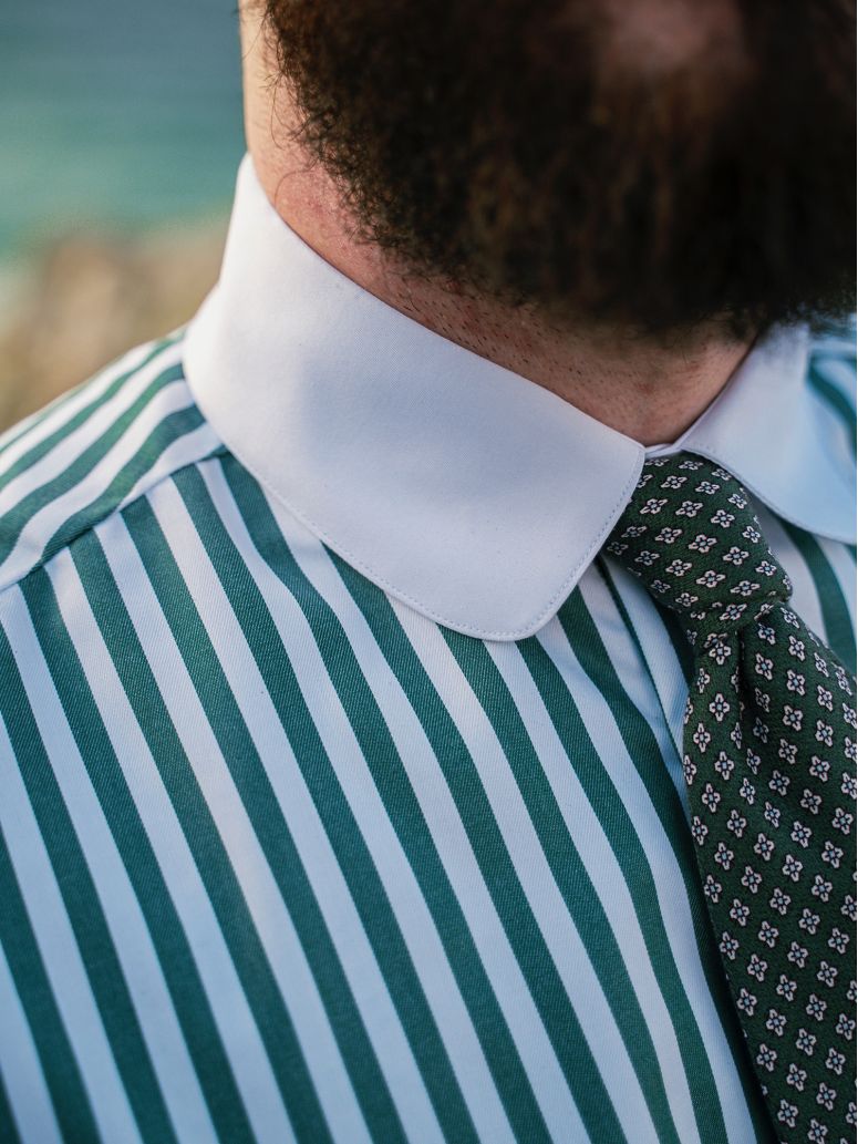 Camicia collo tondo (club) a righe verdi