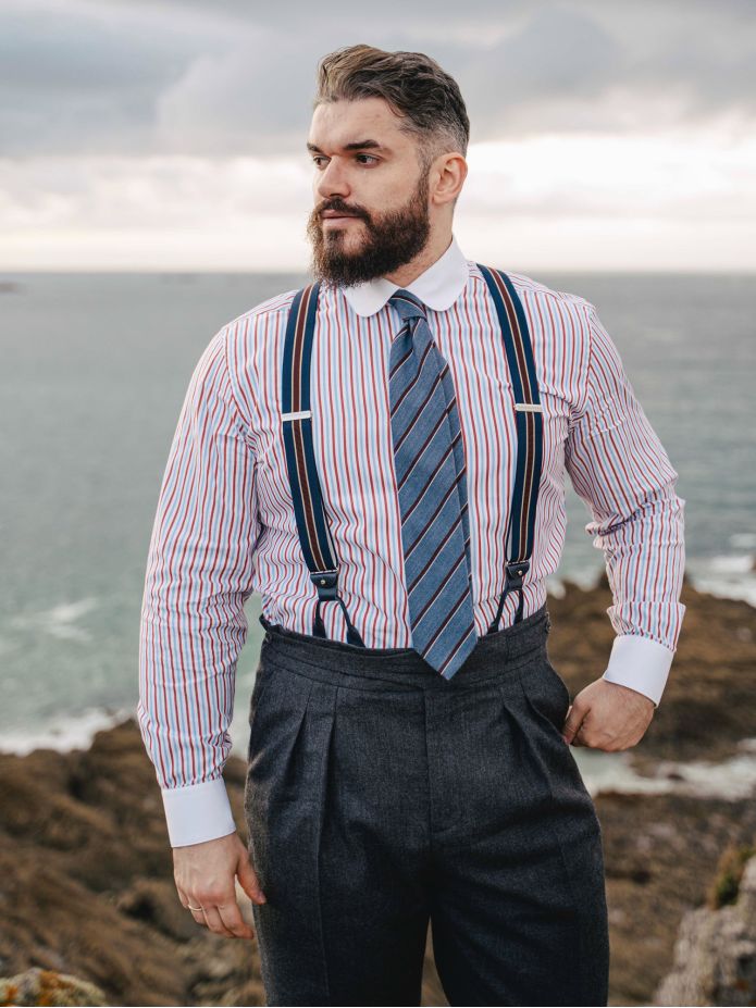 Camicia collo tondo (club) a righe tricolori