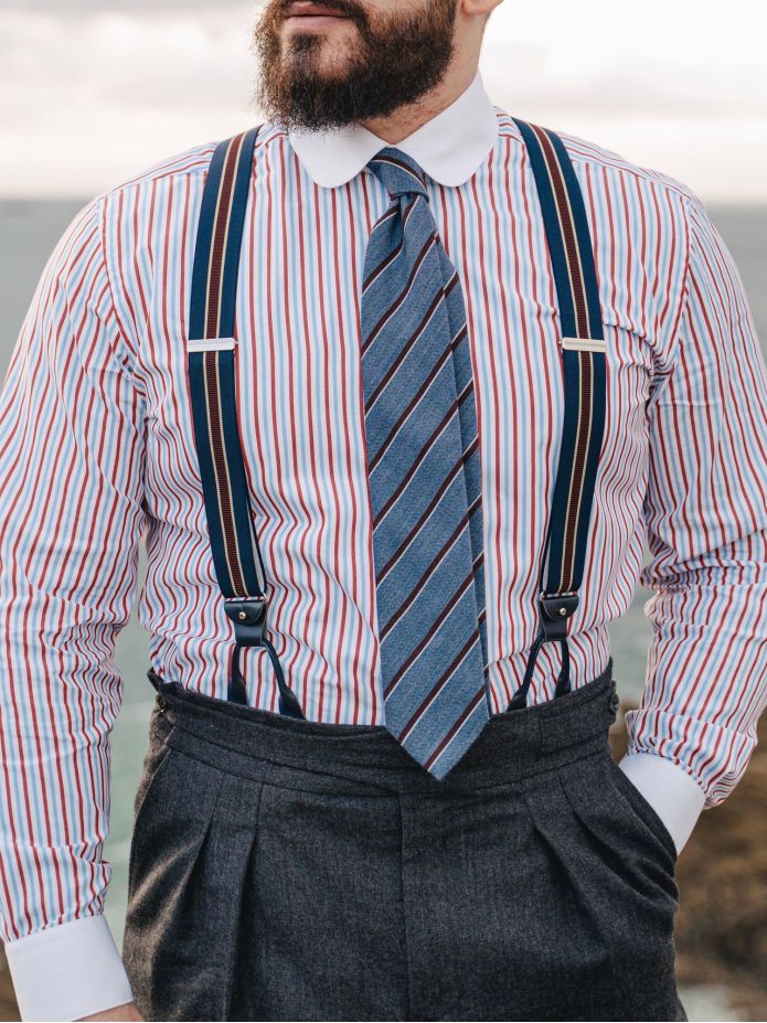 Camicia collo tondo (club) a righe tricolori
