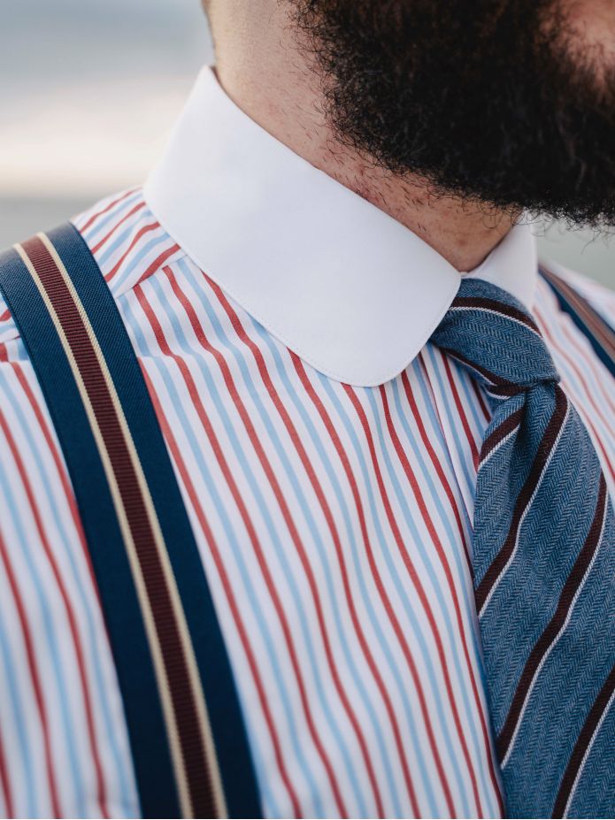 Camicia collo tondo (club) a righe tricolori