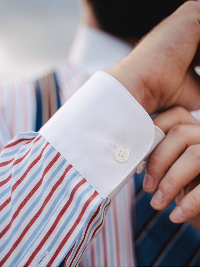 Camicia collo tondo (club) a righe tricolori