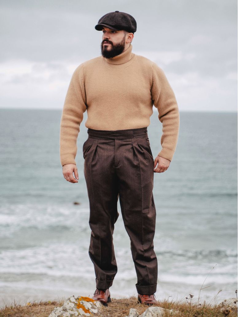 Pantaloni da abito gurkha marroni Dharan