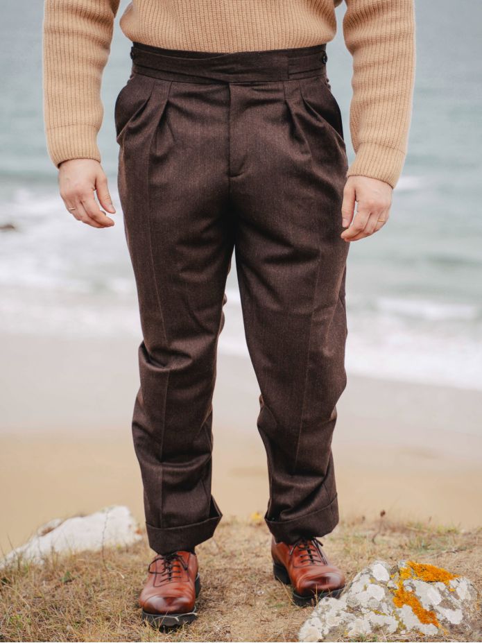 Pantaloni da abito gurkha marroni Dharan