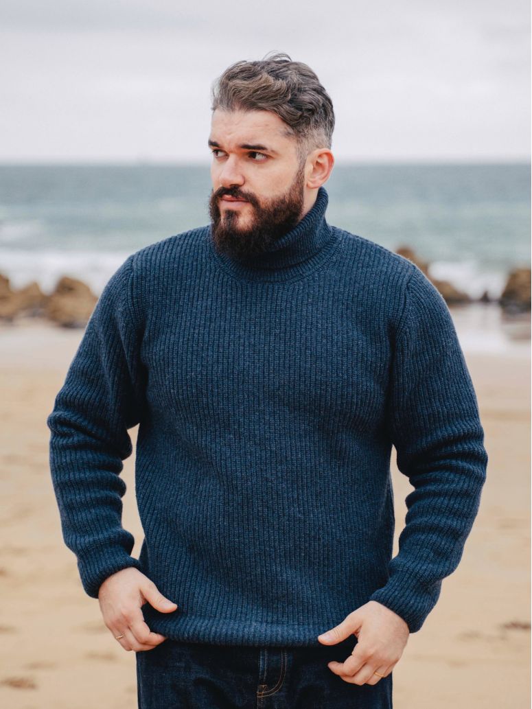 Maglione dolcevita blu Adam