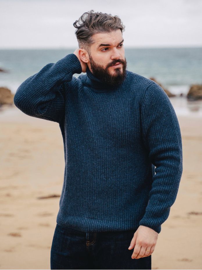 Maglione dolcevita blu Adam