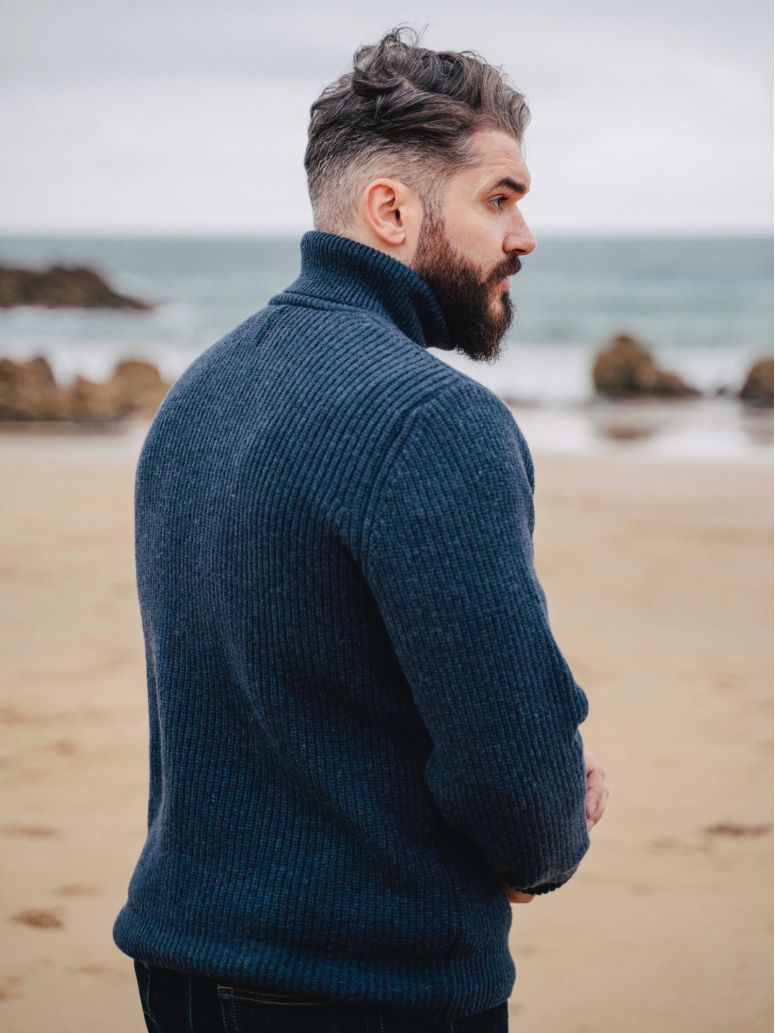 Maglione dolcevita blu Adam