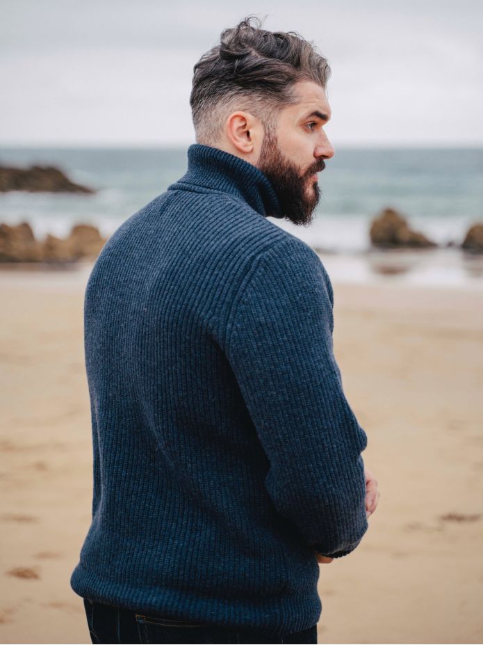 Maglione dolcevita blu Adam
