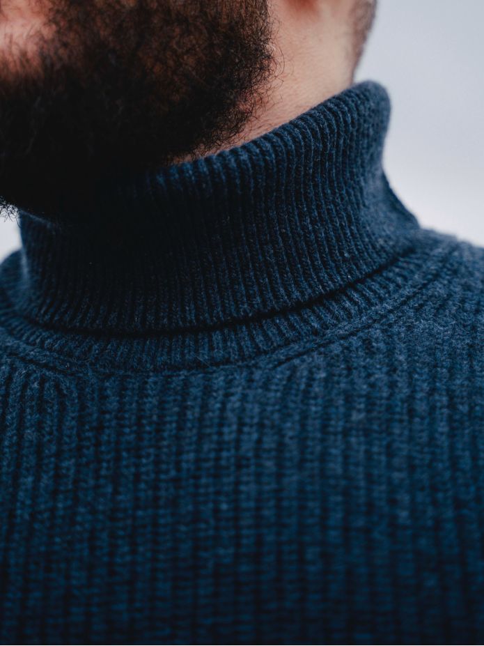 Maglione dolcevita blu Adam