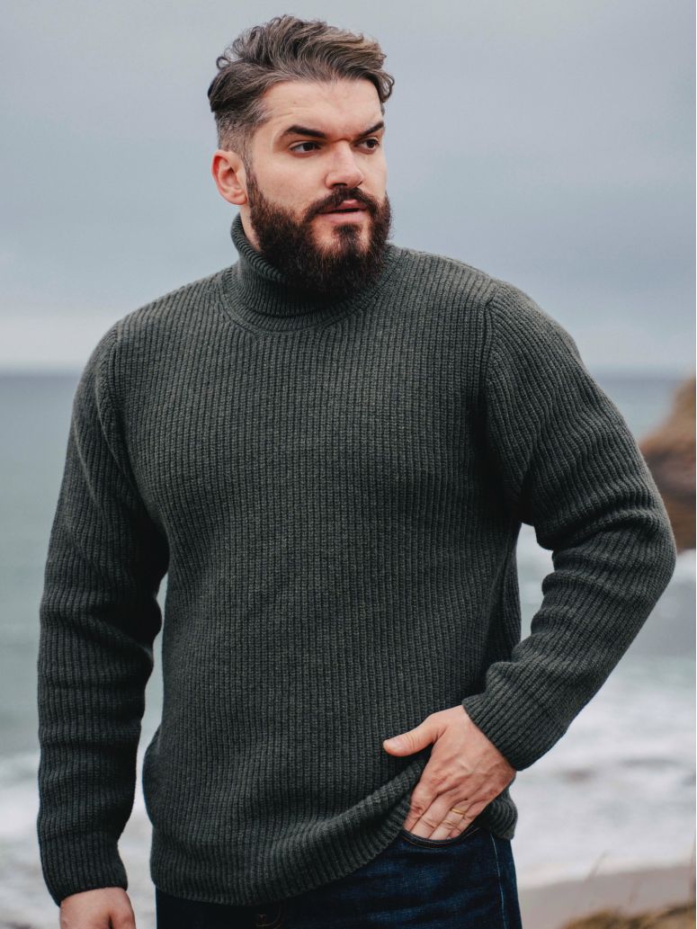 Maglione dolcevita verde loden Adam
