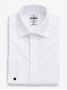 Camicia con polsini doppi bianca con abbottonatura nascosta e collo italiano