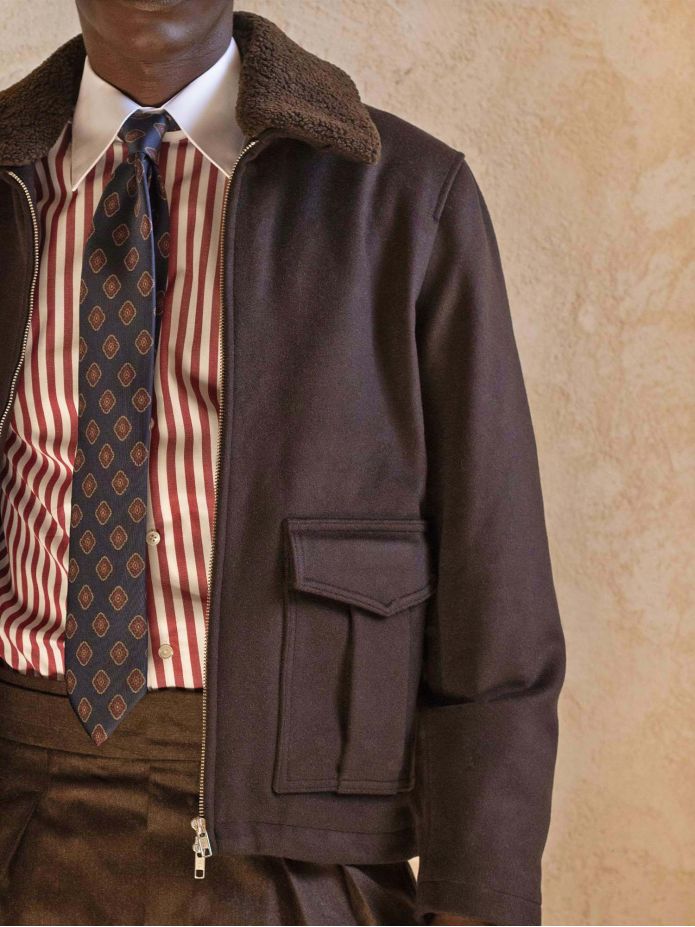 Giubbotto con zip in lana marrone John - The Nines