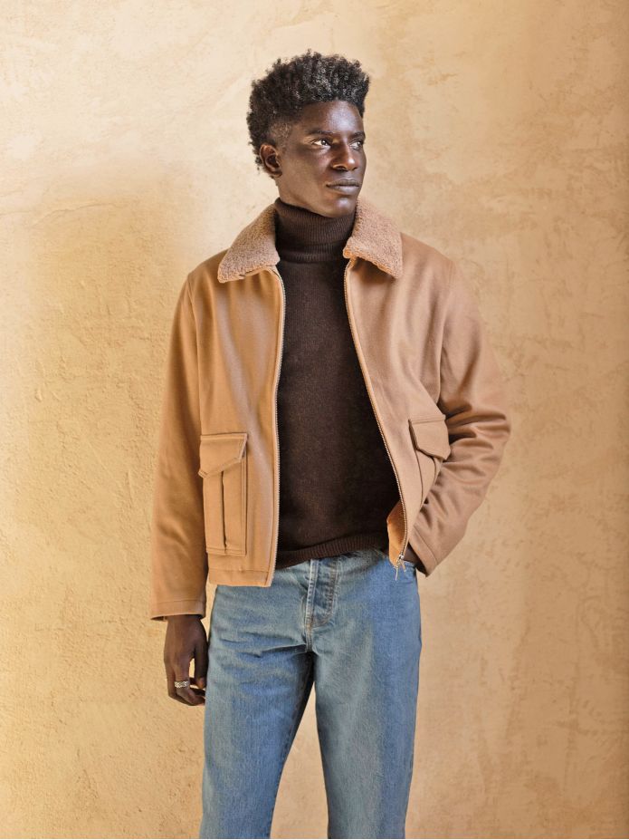 Giubbotto con zip color cammello John - The Nines